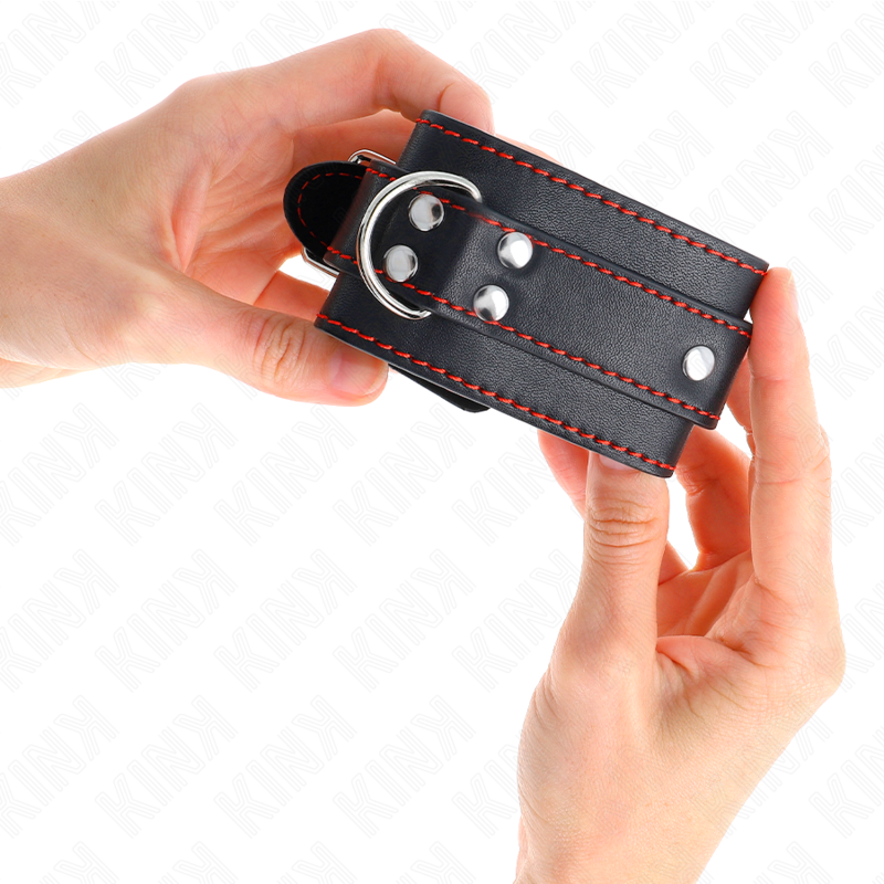 KINK - WRIST RESTRAINTS BLACK WITH RED LINING ADJUSTABLE 20-28 CM X 5.5 CM - My naughty haven #