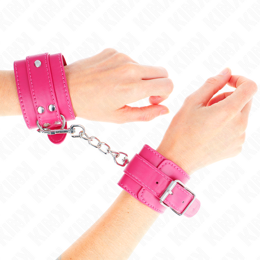 KINK - WRIST RESTRAINTS RASPBERRY ROSE WITH RASPBERRY ROSE LINING ADJUSTABLE 20-28 CM X 5.5 CM - My naughty haven #