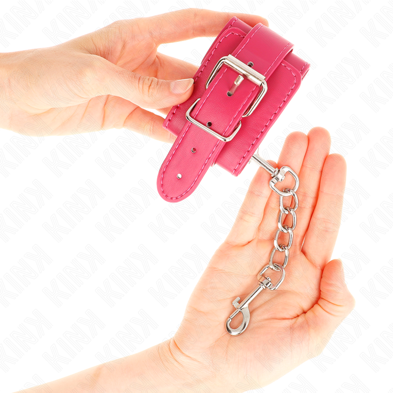 KINK - WRIST RESTRAINTS RASPBERRY ROSE WITH RASPBERRY ROSE LINING ADJUSTABLE 20-28 CM X 5.5 CM - My naughty haven #