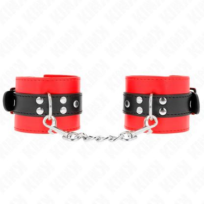 KINK - WRIST RESTRAINTS RED WITH BLACK BELT ADJUSTABLE 17-28 CM X 6 CM - My naughty haven #
