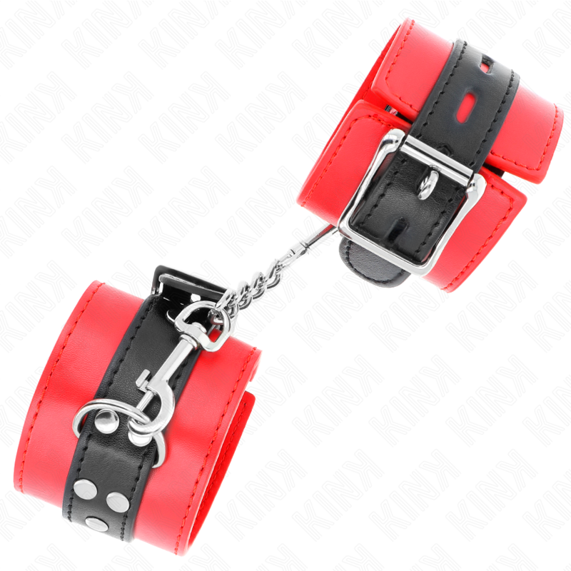 KINK - WRIST RESTRAINTS RED WITH BLACK BELT ADJUSTABLE 17-28 CM X 6 CM - My naughty haven #