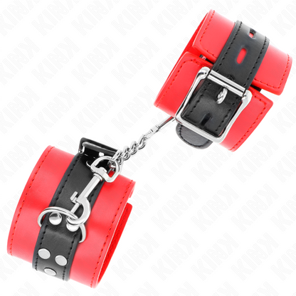 KINK - WRIST RESTRAINTS RED WITH BLACK BELT ADJUSTABLE 17-28 CM X 6 CM - My naughty haven #