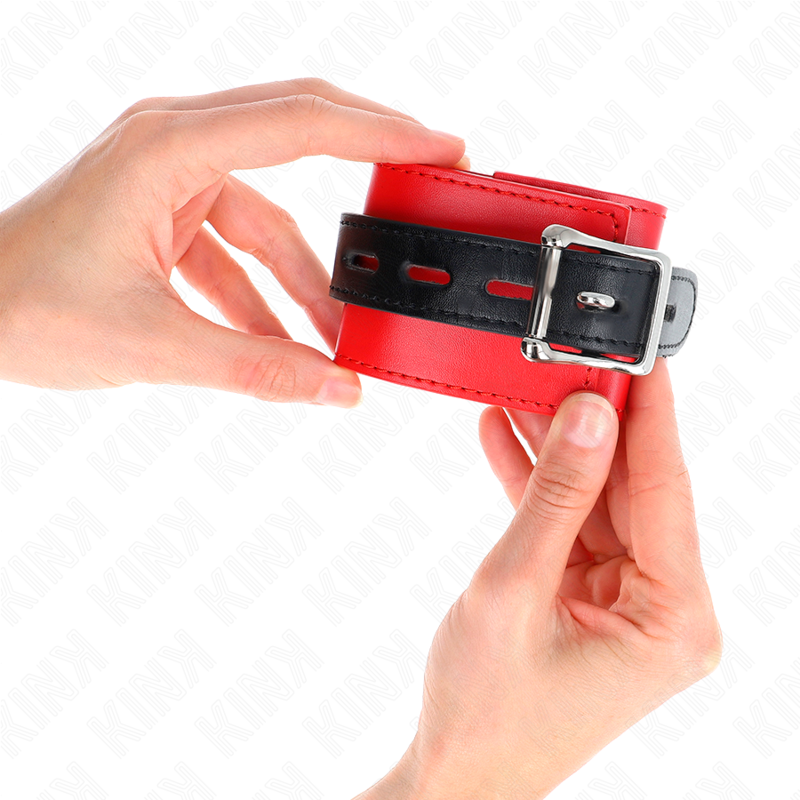 KINK - WRIST RESTRAINTS RED WITH BLACK BELT ADJUSTABLE 17-28 CM X 6 CM - My naughty haven #