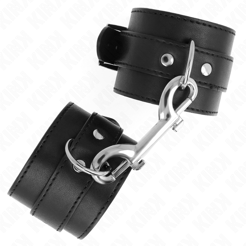 KINK - WRIST RESTRAINTS-SINGLE RIVET ROW AND BIG BUCKLE BLACK ADJUSTABLE 17-28 CM X 5 CM - My naughty haven #