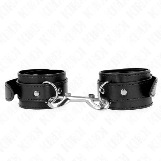 KINK - WRIST RESTRAINTS-SINGLE RIVET ROW BLACK ADJUSTABLE 17-28 CM X 5 CM - My naughty haven #