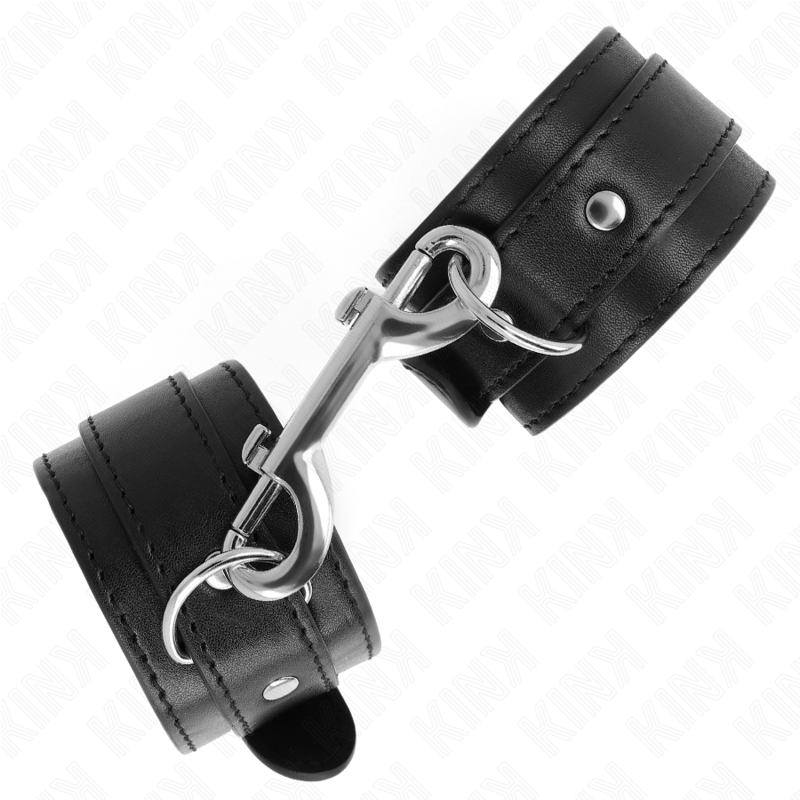 KINK - WRIST RESTRAINTS-SINGLE RIVET ROW BLACK ADJUSTABLE 17-28 CM X 5 CM - My naughty haven #