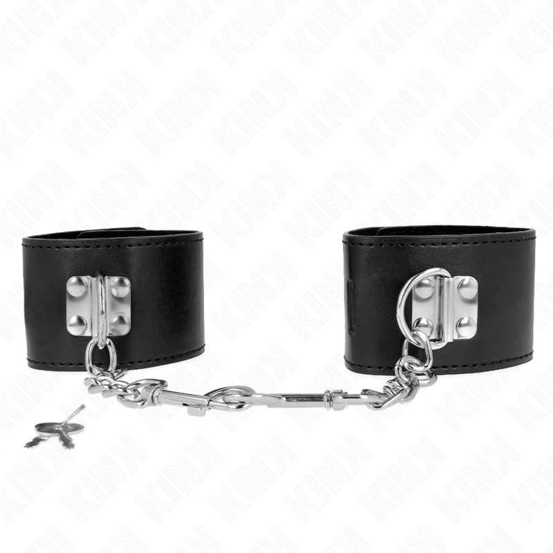 KINK - WRIST RESTRAINTS WITH PADLOCK CLOSURE BLACK ADJUSTABLE 16-23 CM X 5.5 CM - My naughty haven #