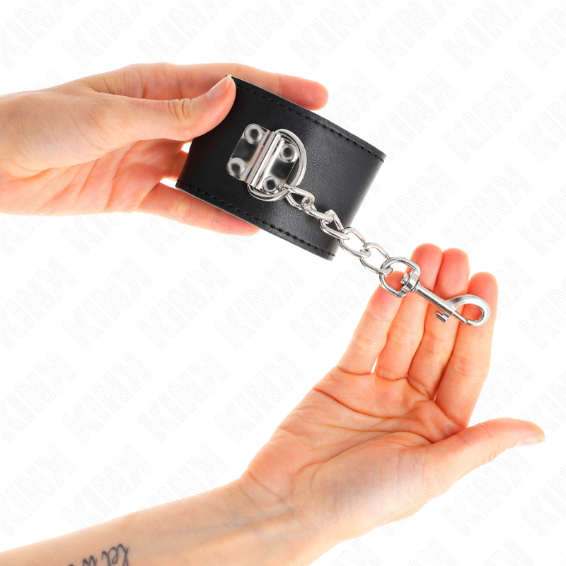 KINK - WRIST RESTRAINTS WITH PADLOCK CLOSURE BLACK ADJUSTABLE 16-23 CM X 5.5 CM - My naughty haven #