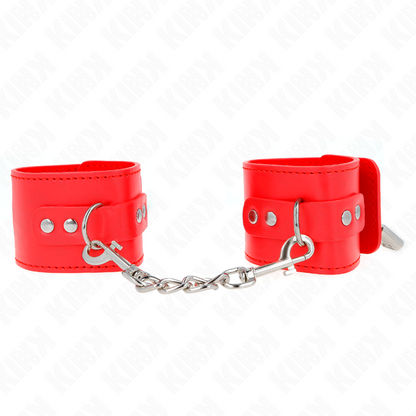 KINK - WRIST RESTRAINTS WITH PADLOCK CLOSURE RED ADJUSTABLE 16-23 CM X 5.5 CM - My naughty haven #
