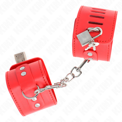 KINK - WRIST RESTRAINTS WITH PADLOCK CLOSURE RED ADJUSTABLE 16-23 CM X 5.5 CM - My naughty haven #