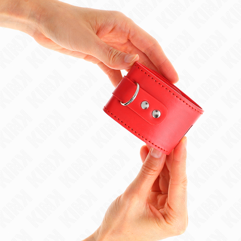 KINK - WRIST RESTRAINTS WITH PADLOCK CLOSURE RED ADJUSTABLE 16-23 CM X 5.5 CM - My naughty haven #