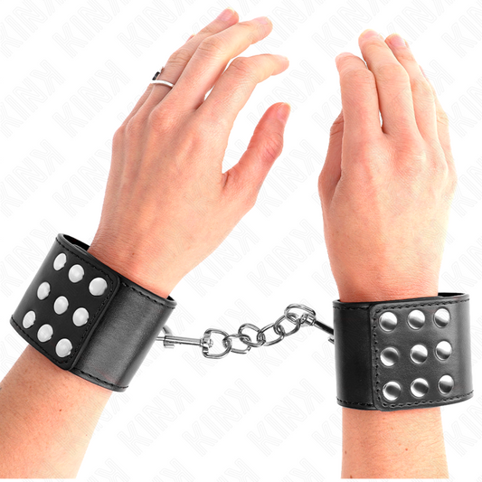 KINK - WRIST RESTRAINTS WITH SNAP FASTEN BLACK ADJUSTABLE 19-24 CM X 5.5 CM - My naughty haven #