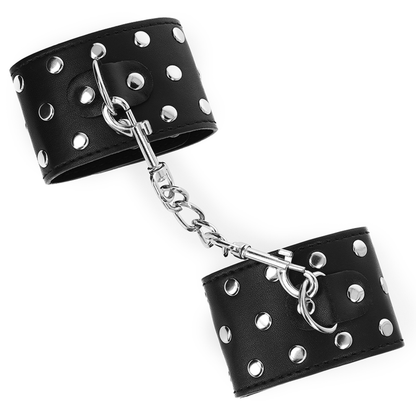 KINK - WRIST RESTRAINTS WITH SNAP FASTEN FULL OF RIVETS BLACK ADJUSTABLE 19-24 CM X 5.5 CM - My naughty haven #