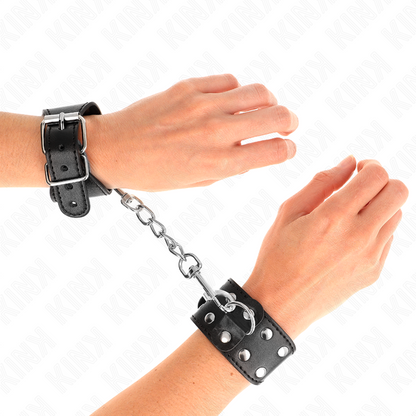 KINK - WRISTBANDS WITH DOUBLE LINE OF ADJUSTABLE STUDS BLACK - My naughty haven #