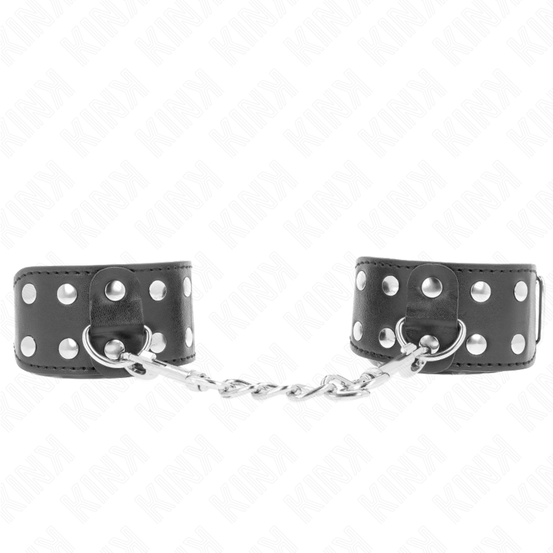 KINK - WRISTBANDS WITH DOUBLE LINE OF ADJUSTABLE STUDS BLACK - My naughty haven #