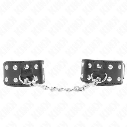 KINK - WRISTBANDS WITH DOUBLE LINE OF ADJUSTABLE STUDS BLACK - My naughty haven #