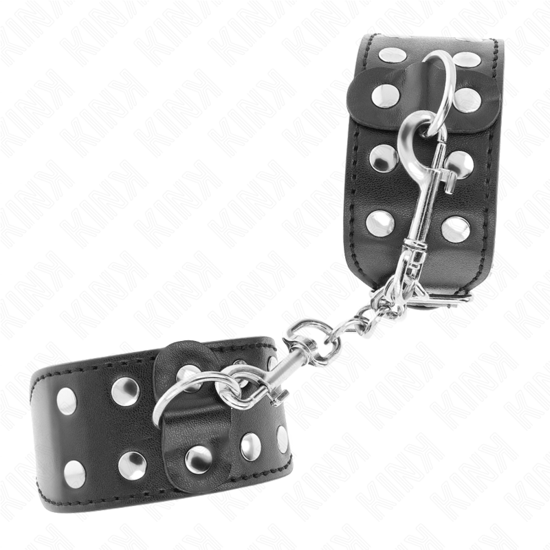 KINK - WRISTBANDS WITH DOUBLE LINE OF ADJUSTABLE STUDS BLACK - My naughty haven #