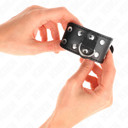 KINK - WRISTBANDS WITH DOUBLE LINE OF ADJUSTABLE STUDS BLACK - My naughty haven #