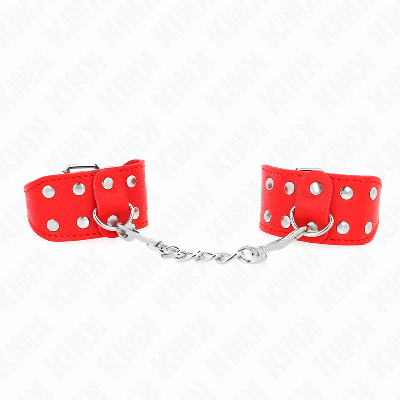 KINK - WRISTBANDS WITH DOUBLE LINE OF ADJUSTABLE STUDS RED - My naughty haven #