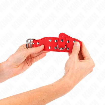 KINK - WRISTBANDS WITH DOUBLE LINE OF ADJUSTABLE STUDS RED - My naughty haven #