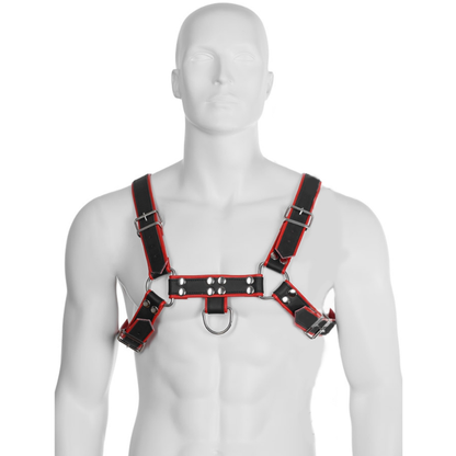 LEATHER BODY - CHAIN HARNESS III BLACK / RED - My naughty haven #