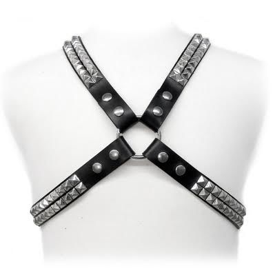 LEATHER BODY - PYRAMID STUD HARNESS - My naughty haven #