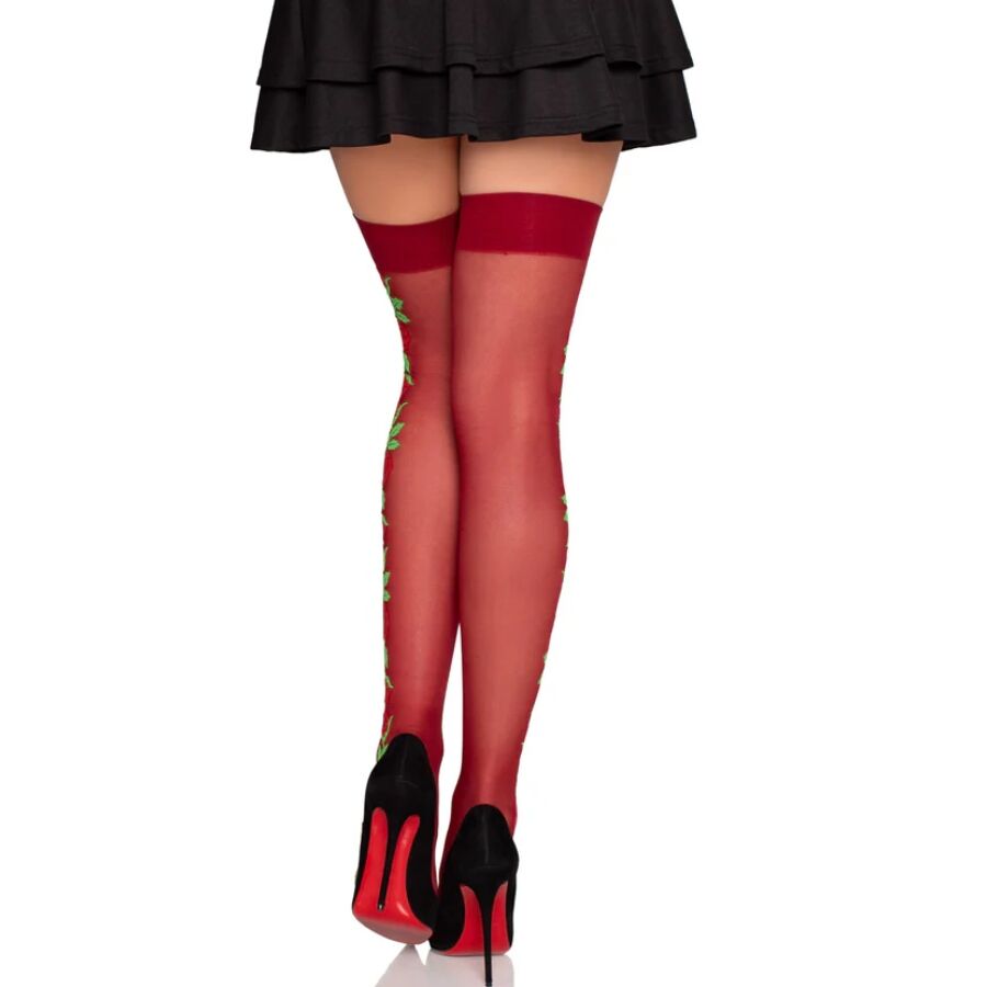 LEG AVENUE - 1957 GARTER BELT STOCKINGS WITH RED FLOWERS - ONE SIZE - My naughty haven #