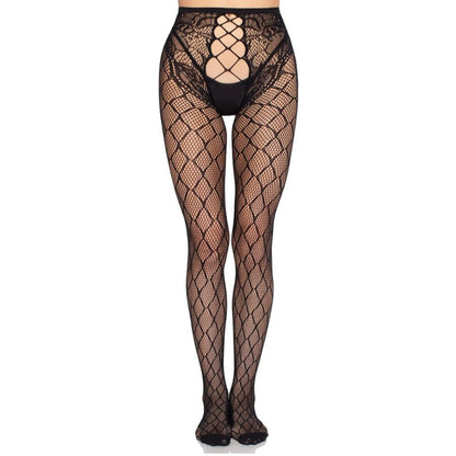 LEG AVENUE - 1966 NET TIGHTS WITH CROTCHLESS PANTY BLACK - ONE SIZE - My naughty haven #