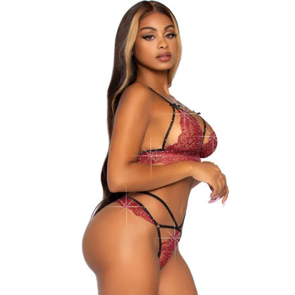 LEG AVENUE - 81623 BRA + THONG SET BURGUNDY SIZE S - My naughty haven #