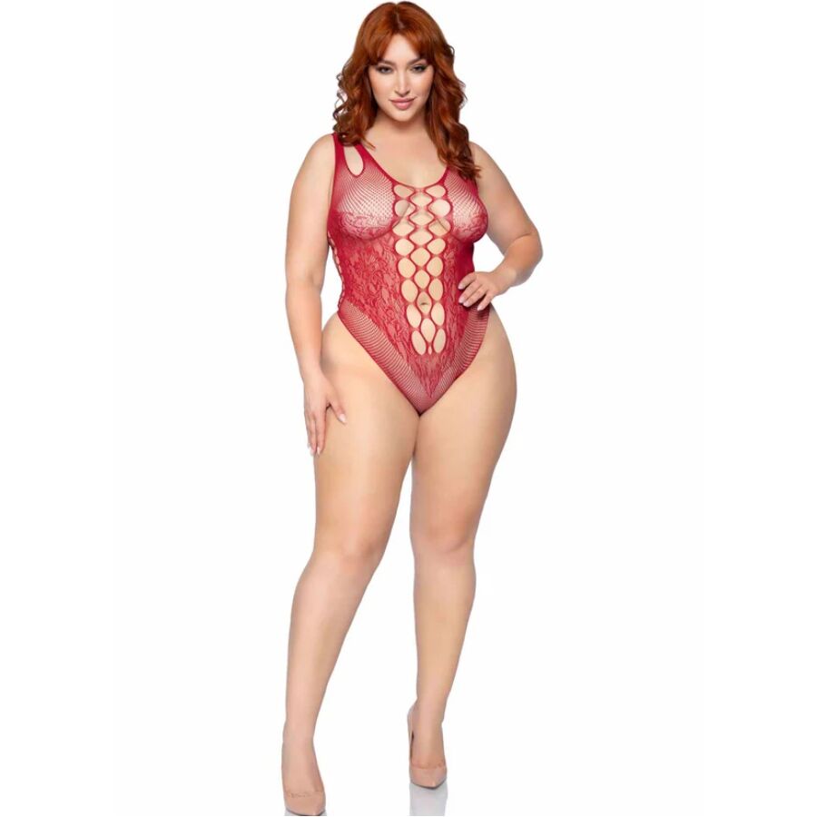 LEG AVENUE - 81641X SEAMLESS BODYSUIT BURGUNDY SIZE 1X/2X - My naughty haven #