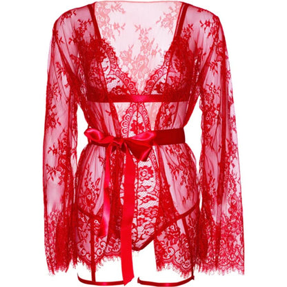 LEG AVENUE - 86123 TEDDY + GARTER ROBE SET RED SIZE S - My naughty haven #