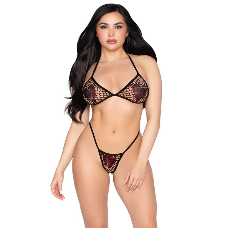 LEG AVENUE - 86147 FISHNET BRA TOP AND G-STRING PANTY BLACK - ONE SIZE - My naughty haven #
