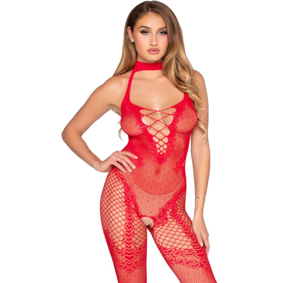 LEG AVENUE - 89336 CROTCHLESS BODYSTOCKING RED - ONE SIZE - My naughty haven #