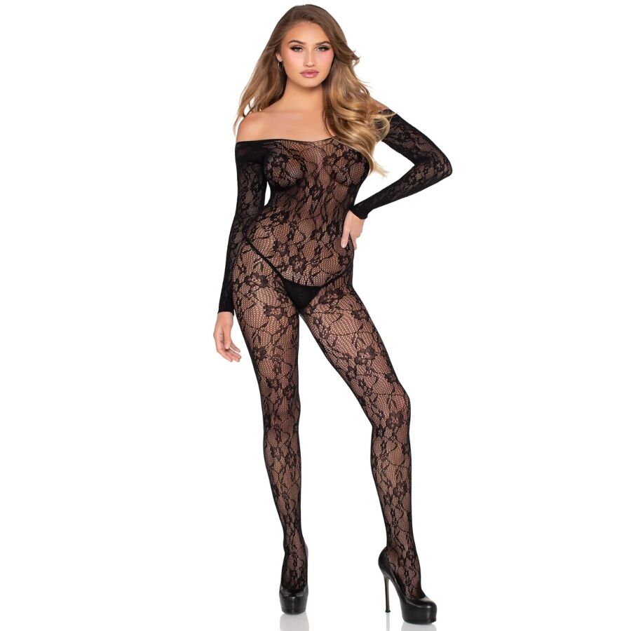 LEG AVENUE - 89366 LACE LINGERIE BODYSTOCKING BLACK - ONE SIZE - My naughty haven #