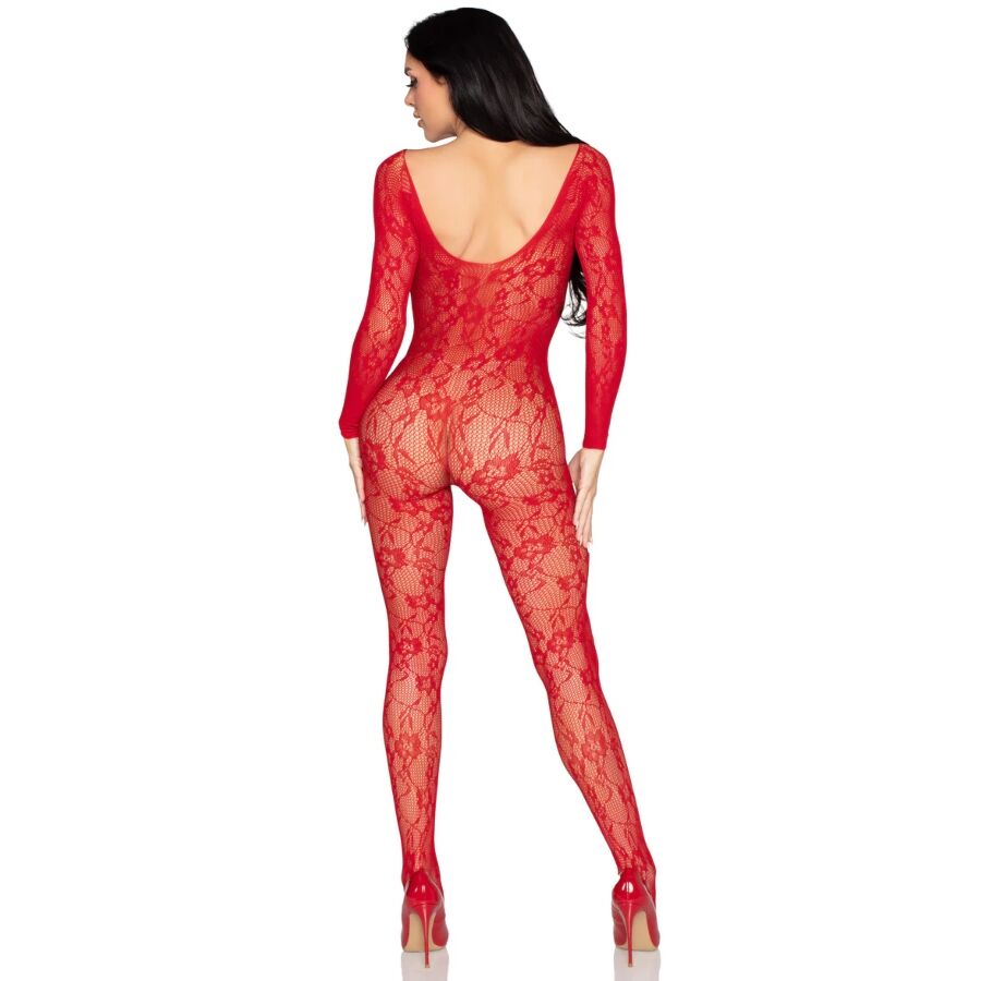 LEG AVENUE - 89366 LACE LINGERIE BODYSTOCKING RED - ONE SIZE - My naughty haven #