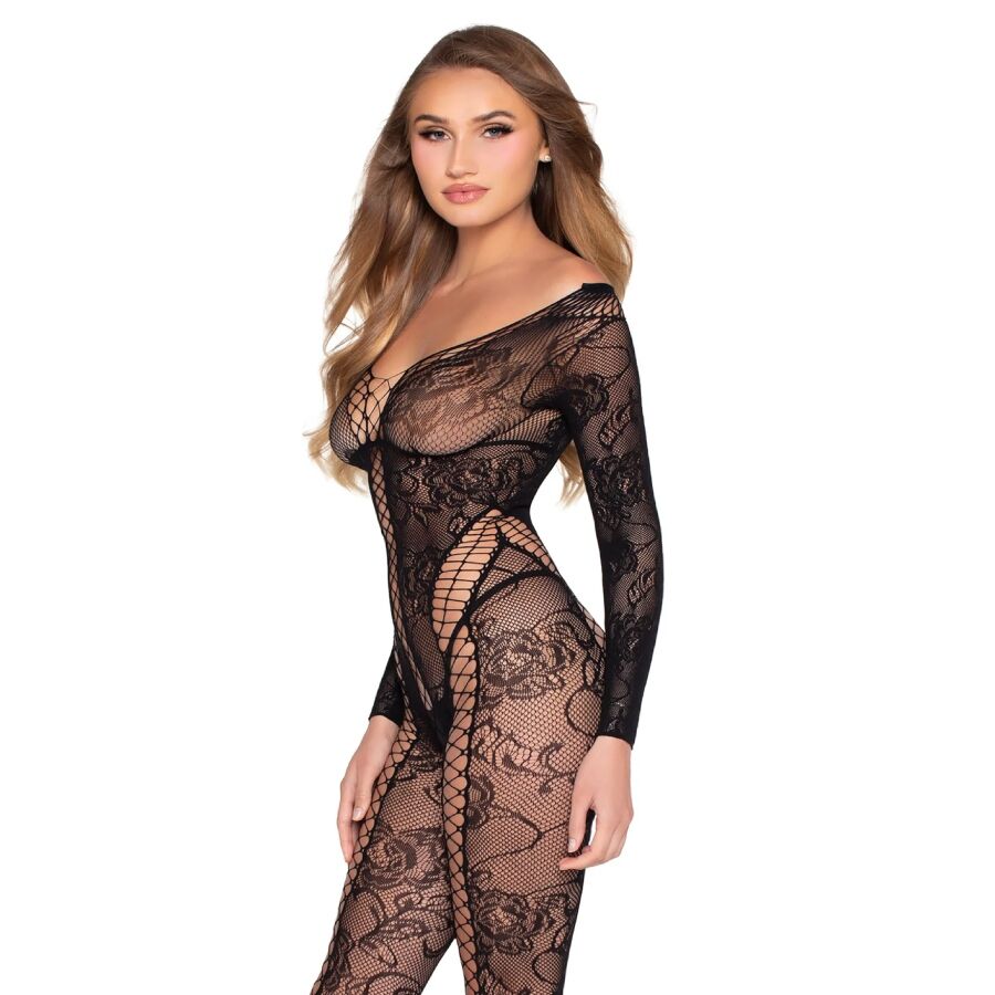 LEG AVENUE - 89369 NET & LACE JUMPSUIT BLACK - ONE SIZE - My naughty haven #