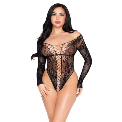 LEG AVENUE - 89370 NET AND LACE TEDDY BLACK - ONE SIZE - My naughty haven #