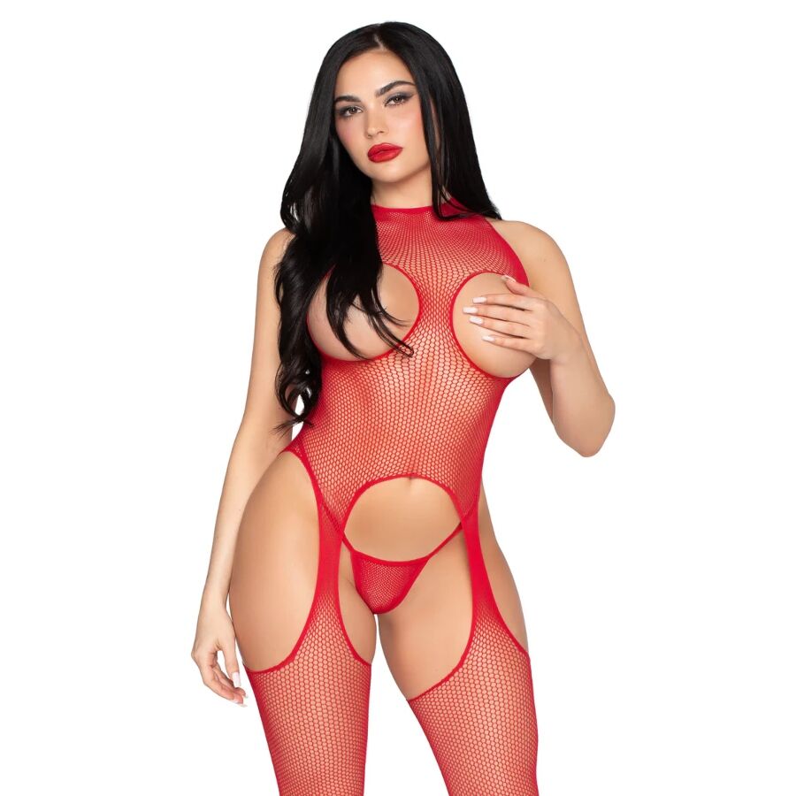 LEG AVENUE - 89374 CUPLESS BODYSTOCKING AND PANTY RED - ONE SIZE - My naughty haven #