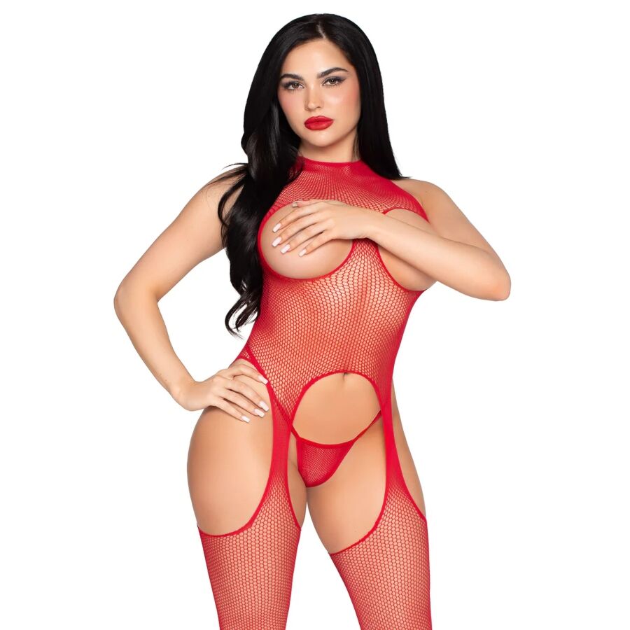 LEG AVENUE - 89374 CUPLESS BODYSTOCKING AND PANTY RED - ONE SIZE - My naughty haven #