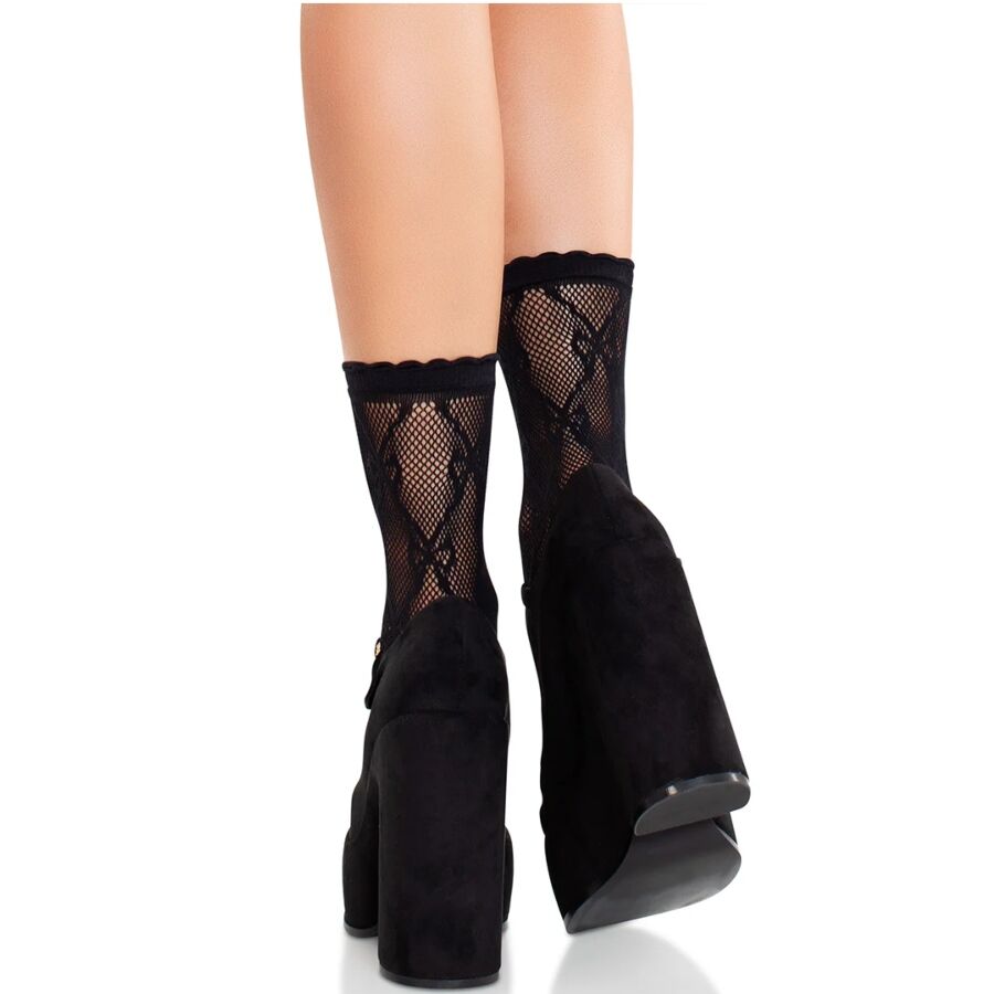 LEG AVENUE - BLACK LACE BOW LACE SOCKS - My naughty haven #