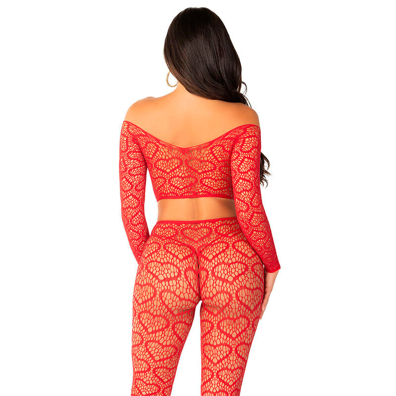 LEG AVENUE - CROP TOP + STOCKINGS RED ONE SIZE - My naughty haven #