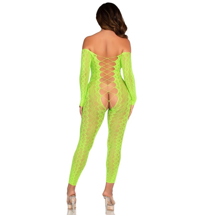 LEG AVENUE - CROTCHLESS BODYSTOCKING EXOTIC SNAKE LACE NEON GREEN - My naughty haven #