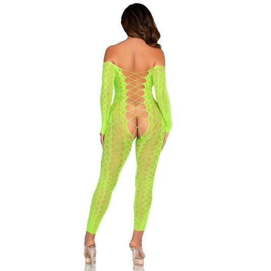 LEG AVENUE - CROTCHLESS BODYSTOCKING EXOTIC SNAKE LACE NEON GREEN - My naughty haven #