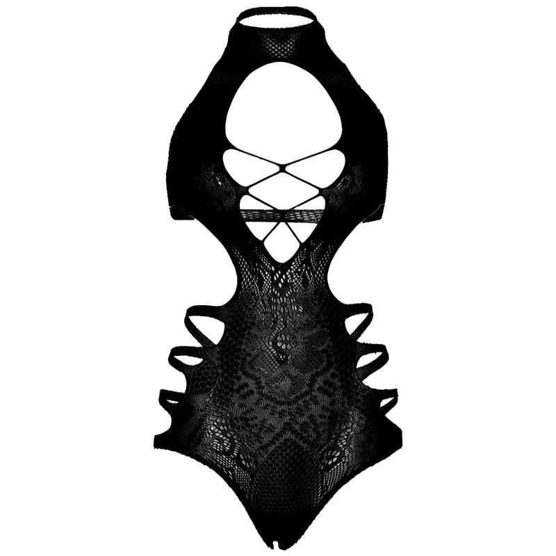 LEG AVENUE - CUT OUT STRAPPY BODYSUIT ONE SIZE - BLACK - My naughty haven #