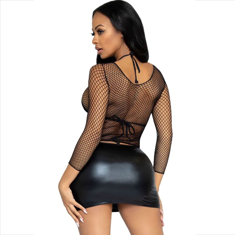 LEG AVENUE - FISHNET LONG SLEEVE T-SHIRT BLACK - My naughty haven #