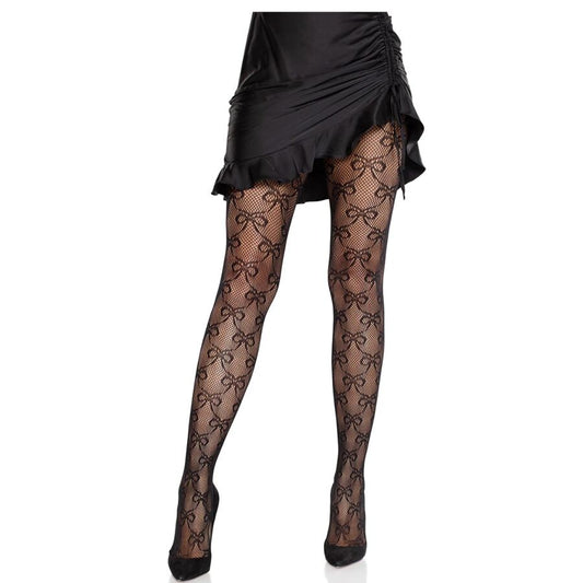 LEG AVENUE - FISHNET TIGHTS WITH BOW BLACK - My naughty haven #