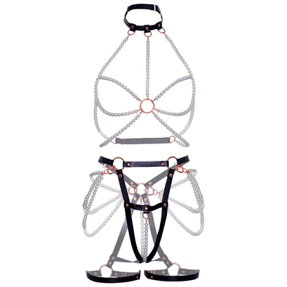LEG AVENUE - HARNESS BRA & PEARL GARTER S - My naughty haven #