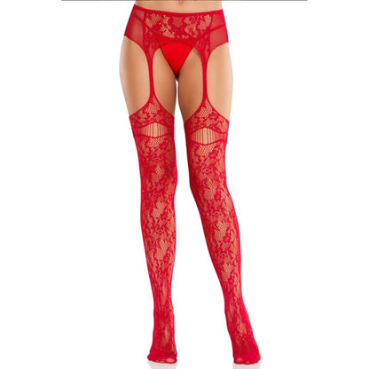 LEG AVENUE - LACE STOCKINGS WITH GARTERS RED - My naughty haven #