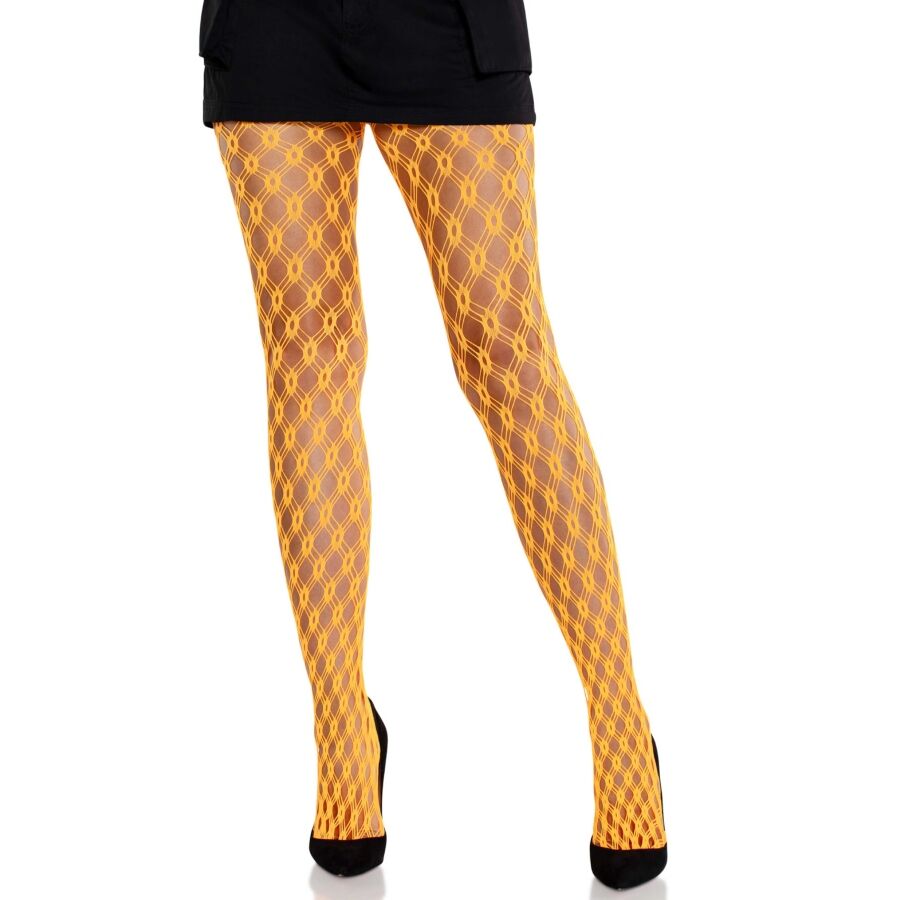 LEG AVENUE - LACE TIGHTS WITH EYELETS NEON ORANGE - My naughty haven #