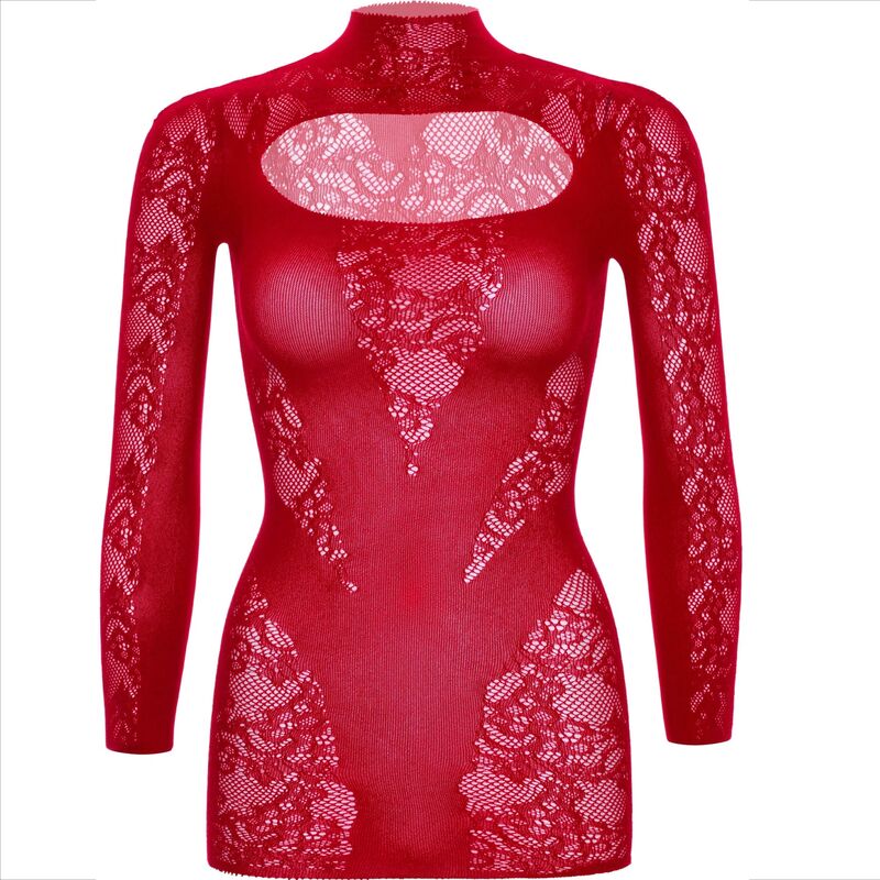 LEG AVENUE - MINI DRESS WITH LACE LONG SLEEVE RED - My naughty haven #
